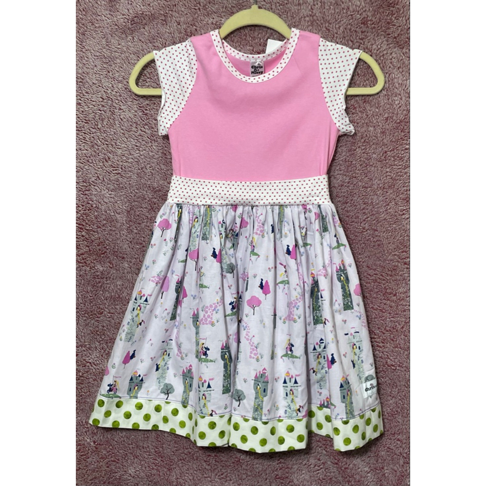 Girls Chris n Missy & White Castle Print princess dress